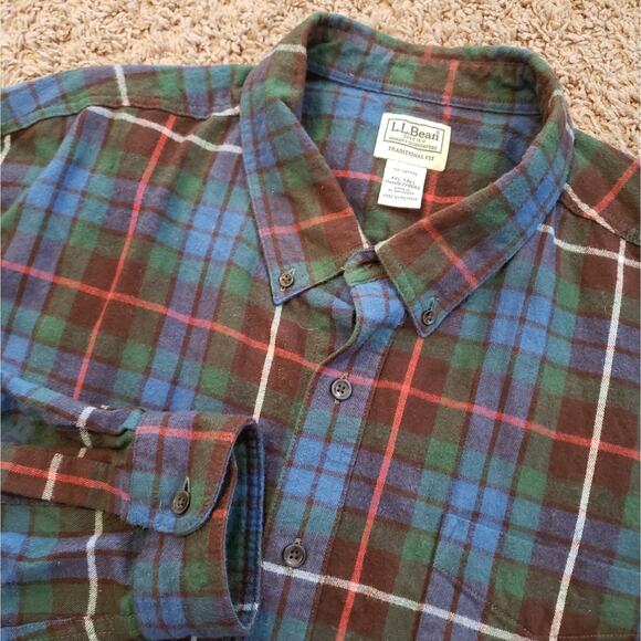 LL Bean scotch plaid flannel shirt button up long sleeve traditional fit XXLT - Picture 1 of 6